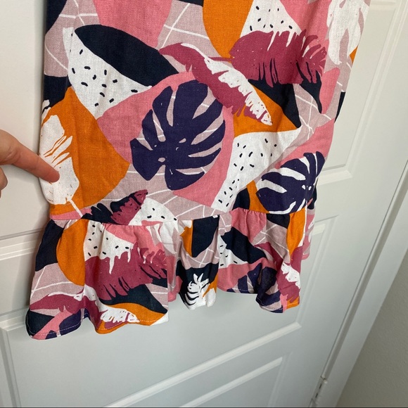 SADIE & SAGE PINK PALM PRINT FLUTTER SLEEVE DRESS - Picture 5 of 13